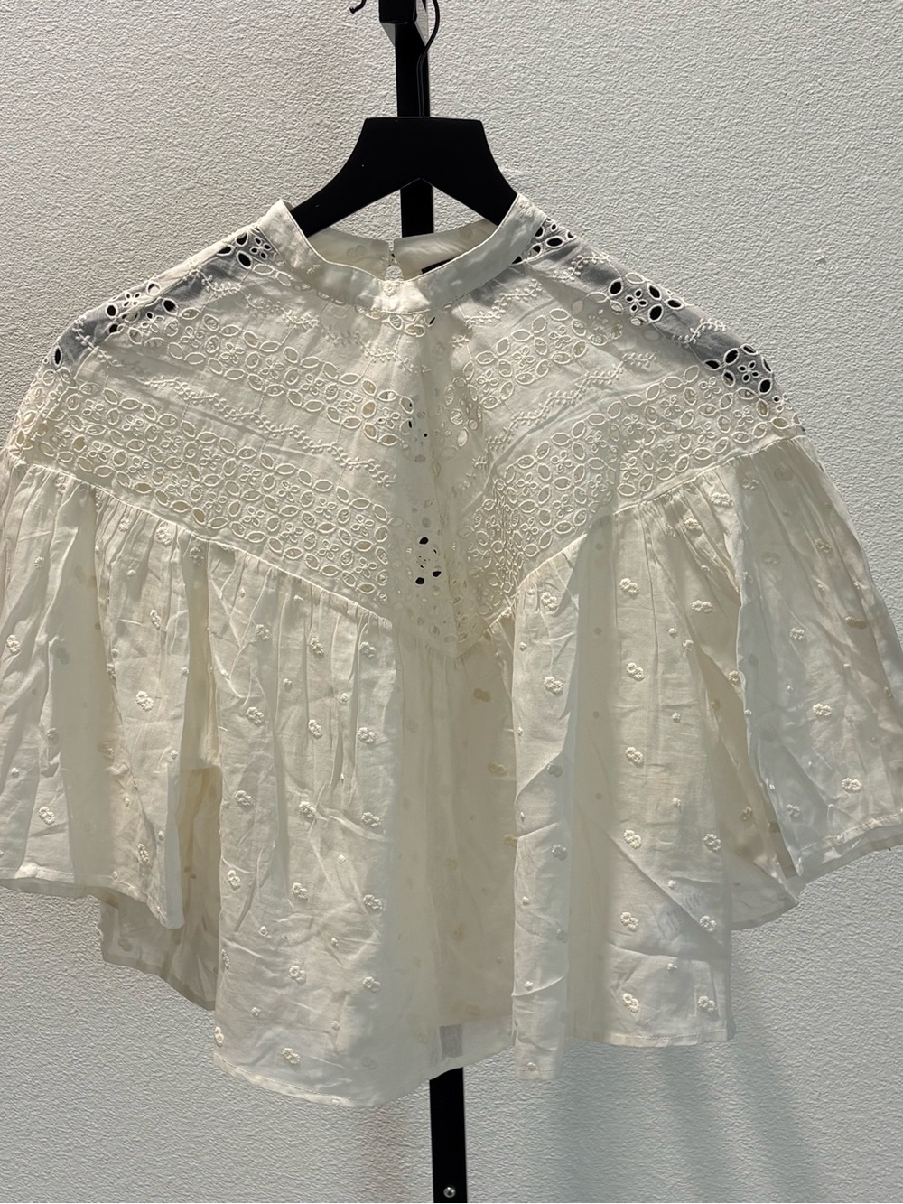 Nili Lotan Cream Eyelet Lace Blouse